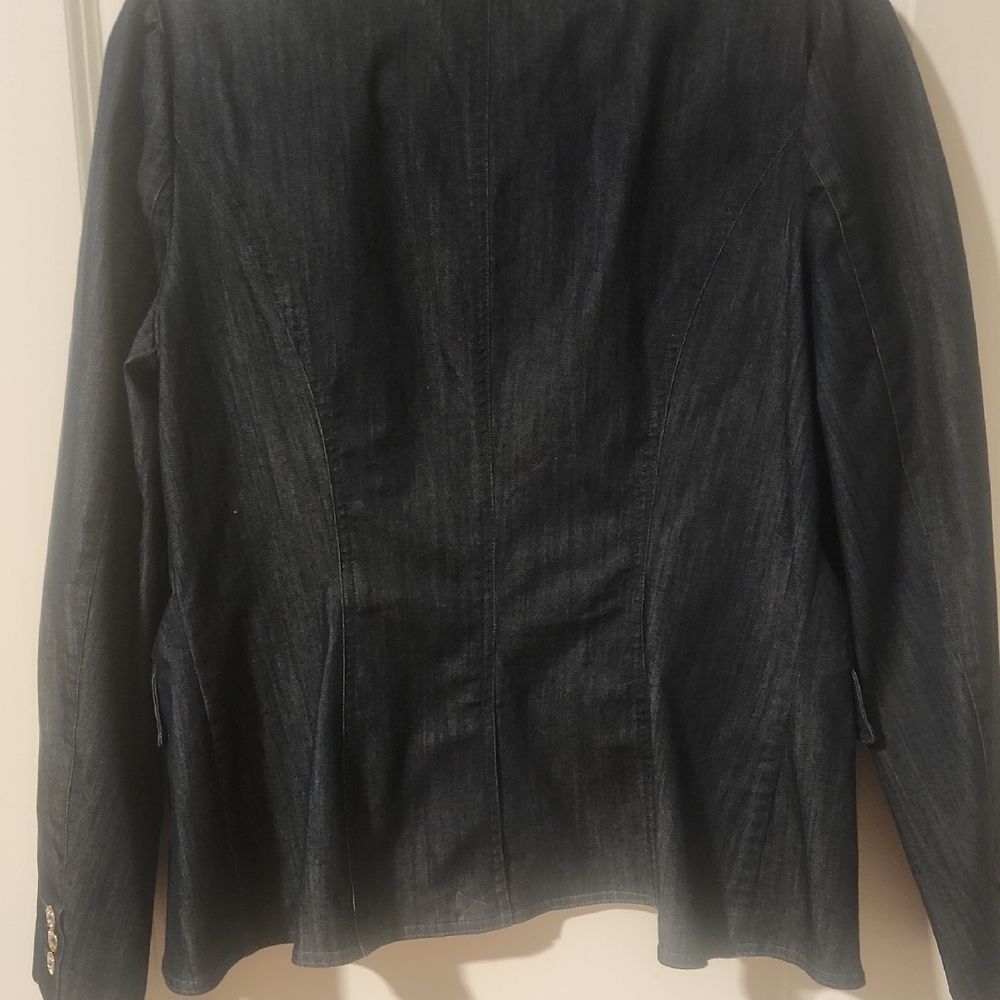 Tommy Hilfiger Classic Fitted Dark Blue Denim Blazer with Button Sleeves Size M - Picture 6 of 6